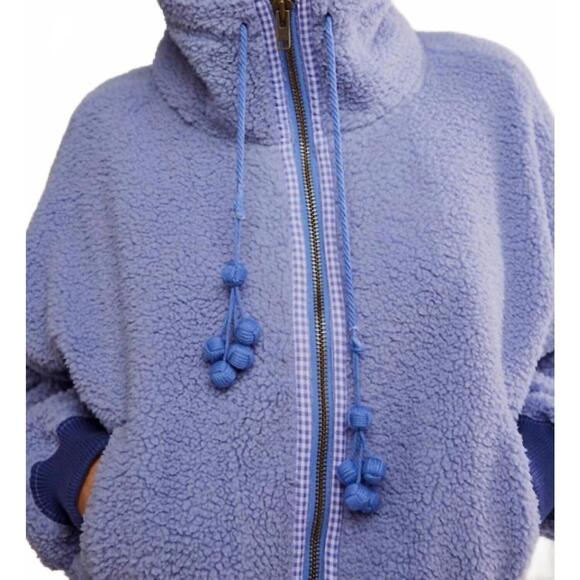 NEW FREE PEOPLE alpine sherpa jacket in periwinkle - Picture 5 of 6